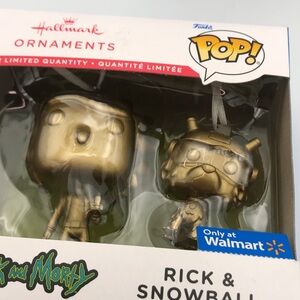 Hallmark Funko Pop! Rick & Snowball Ornaments - Gold Rick And Morty 2022